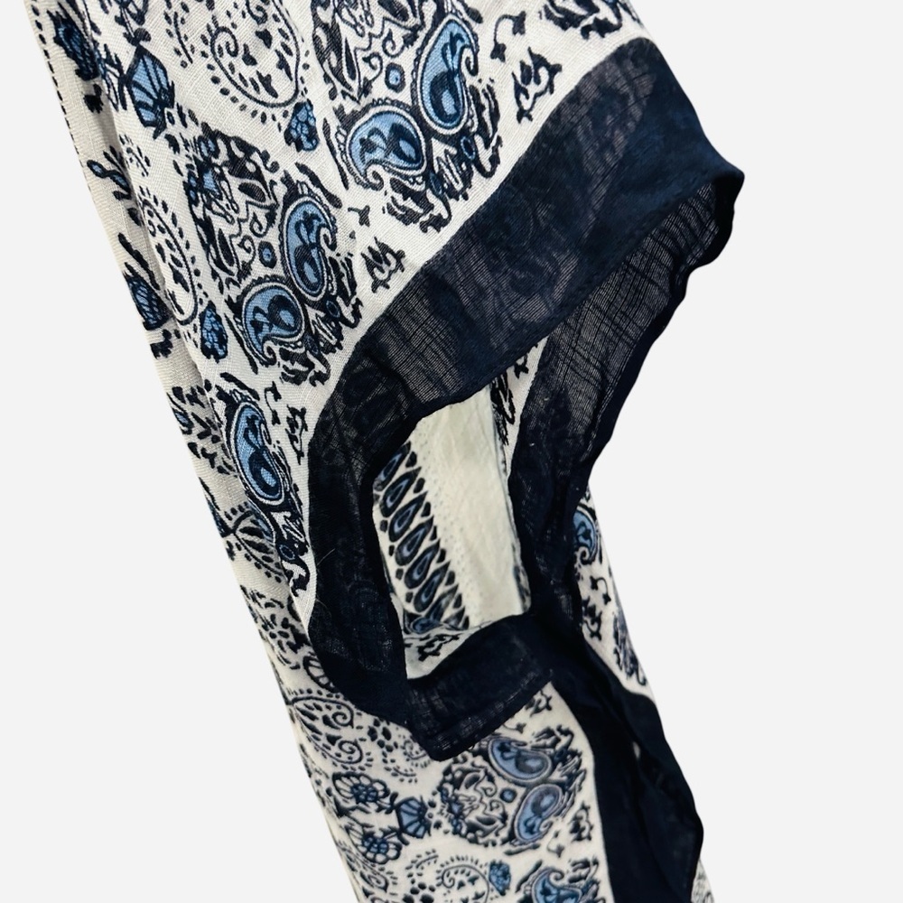 Woven Heart blue white boho kimono beach cover up flowy pool summer vacation - Picture 10 of 13